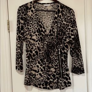 BOGO Susan Graver taupe/black/tan animal print top